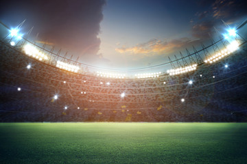 Fototapeta na wymiar stadium in lights and flashes 3d.