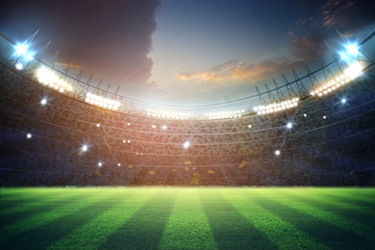 lights at night and stadium 3d rendering