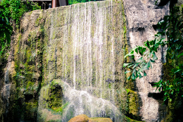 Waterfall in the garden,garden simulate natural place.