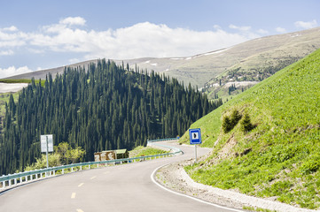 The highway in the mountain of Xinjiang