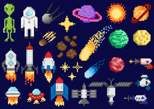 Space ships, planets, satellites