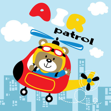 Helicopter cartoon with cute pilot. Eps 10