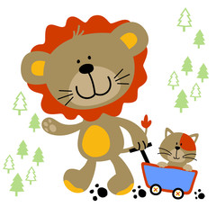 Nice lion and cat. Eps 10