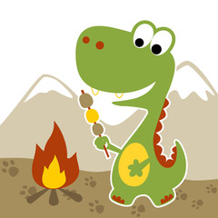 Funny dino cartoon with roast. Eps 10