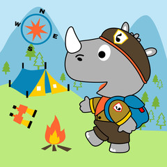 Obraz premium Rhino cartoon the boy scout. Eps 10