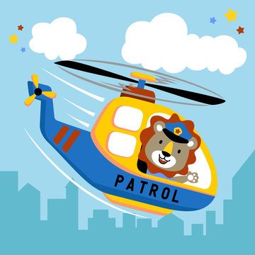 Cute pilot on helicopter cartoon. Eps 10