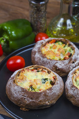 Mini pizza appetizers made with cheese,