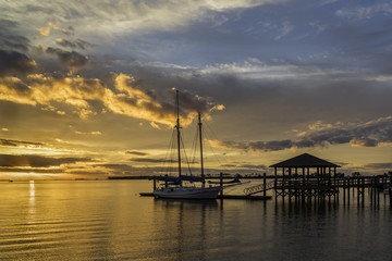 Fototapeta na wymiar Sailing Schooner Sunrise