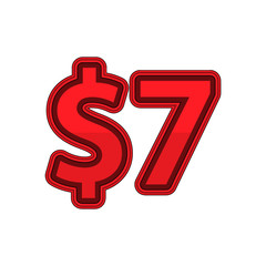 Illustration Vector of price 7 dollars
