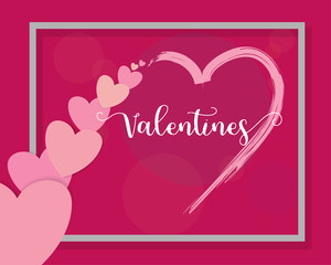 Happy valentines day concept, Grey frame and pink heart with pink color background. Vector illustration design, EPS10.