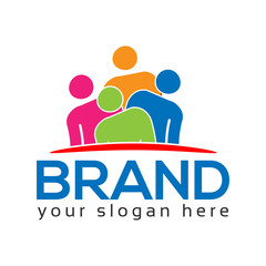 Team working together. Group of People. team work. logo vector.
