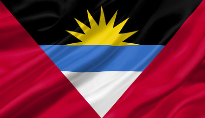 Antigua and Barbura flag waving with the wind, 3D illustration.