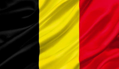 Belgium flag waving with the wind, 3D illustration.