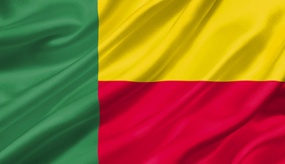 Benin flag waving with the wind, 3D illustration.