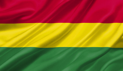 Bolivia flag waving with the wind, 3D illustration.