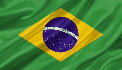 Brazil flag waving with the wind, 3D illustration.