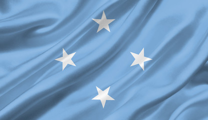 Federated States of Micronesia flag waving with the wind, 3D illustration.