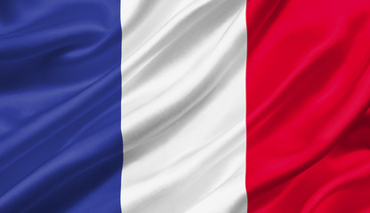 France flag waving with the wind, 3D illustration.