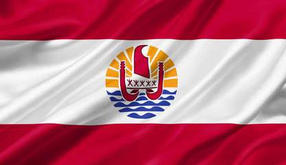 Fototapeta premium French Polynesia flag waving with the wind, 3D illustration.