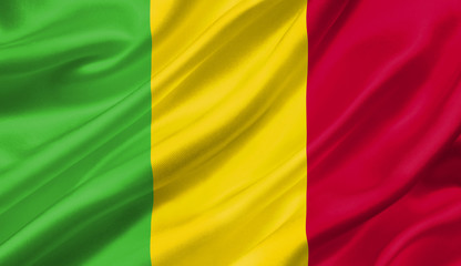 Mali flag waving with the wind, 3D illustration.