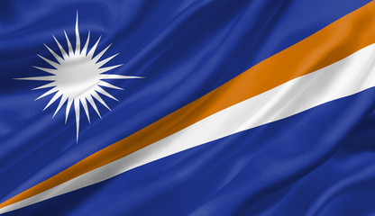 Marshall Islands flag waving with the wind, 3D illustration.