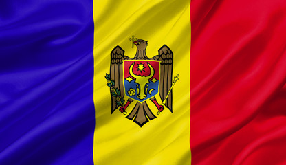 Moldova flag waving with the wind, 3D illustration.