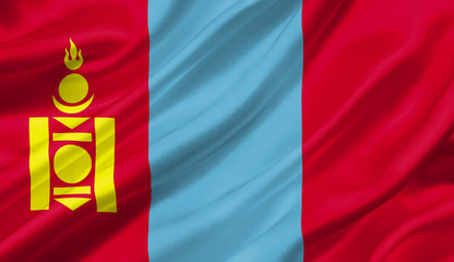 Naklejka premium Mongolia flag waving with the wind, 3D illustration.
