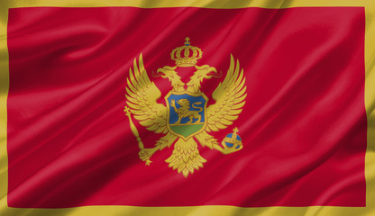 Montenegro flag waving with the wind, 3D illustration.