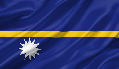 Fototapeta premium Nauru flag waving with the wind, 3D illustration.