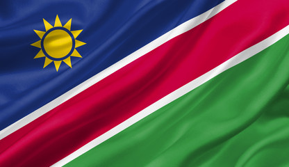 Obraz premium Namibia flag waving with the wind, 3D illustration.