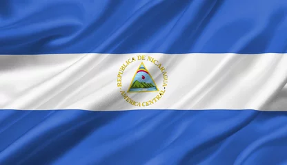 Foto op Aluminium Nicaragua flag waving with the wind, 3D illustration. © adaptice
