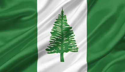 Norfolk Island flag waving with the wind, 3D illustration.