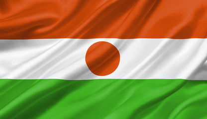 Niger flag waving with the wind, 3D illustration. - obrazy, fototapety, plakaty