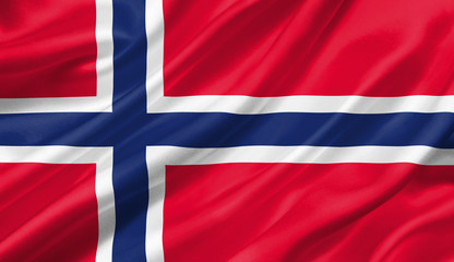 Fototapeta premium Norway flag waving with the wind, 3D illustration.
