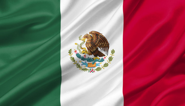 Mexico flag waving with the wind, 3D illustration.