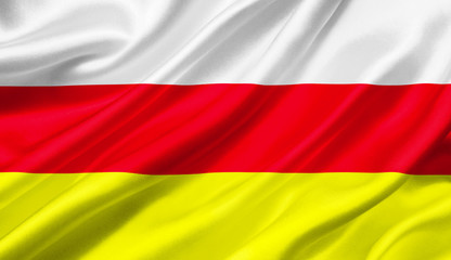 South Ossetia flag waving with the wind, 3D illustration.