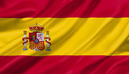 Spain flag waving with the wind, 3D illustration.