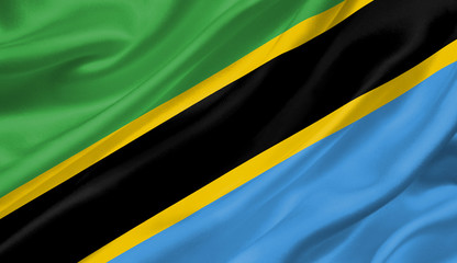 Tanzania flag waving with the wind, 3D illustration.