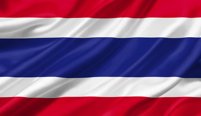 Thailand flag waving with the wind, 3D illustration.