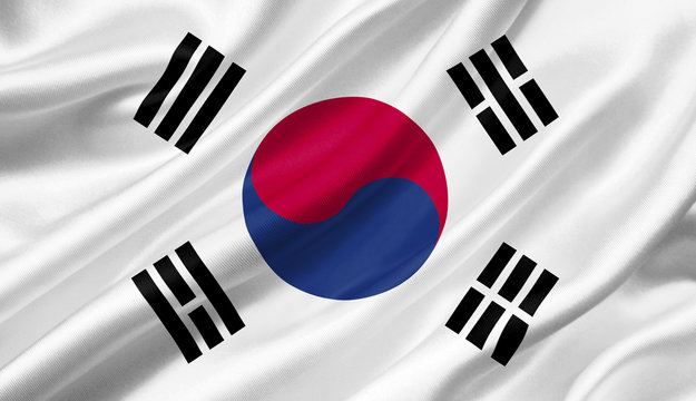 South Korea flag waving with the wind, 3D illustration.