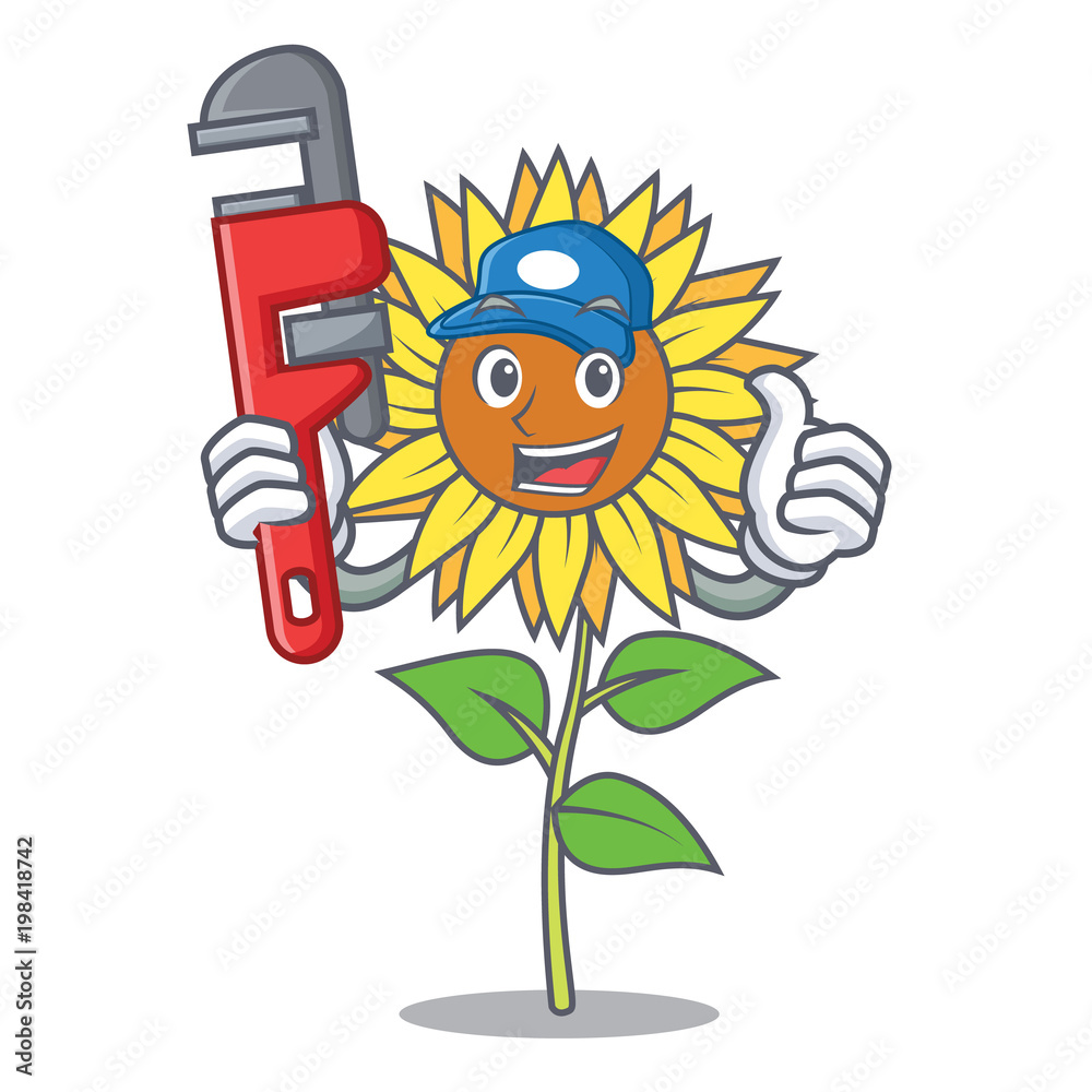 Canvas Prints Plumber sunflower mascot cartoon style