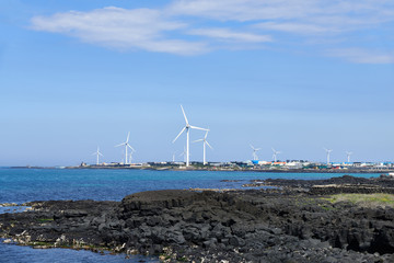 landscape with wind generator in Jeju
