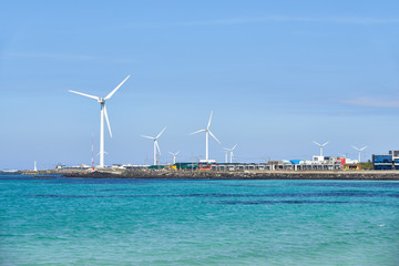 landscape with wind generator in Jeju