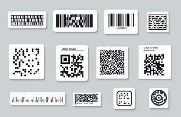 Set of different types of vector barcodes isolated. Shopping business barcodes for digital identification