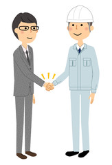 現場監督　握手