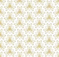 Fotobehang Floral vector ornament. Seamless abstract classic background with flowers. Pattern with golden repeating floral elements © Fine Art Studio