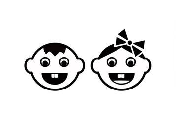cute kids face vector icon