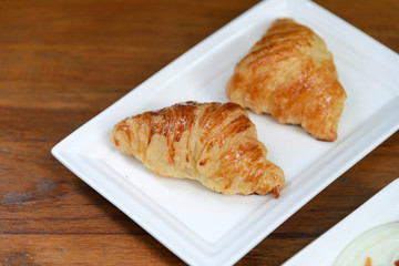 breakfast with freshly croissants