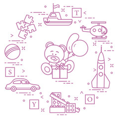 Different toys for children.