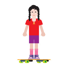 Girl and her skateboard.
